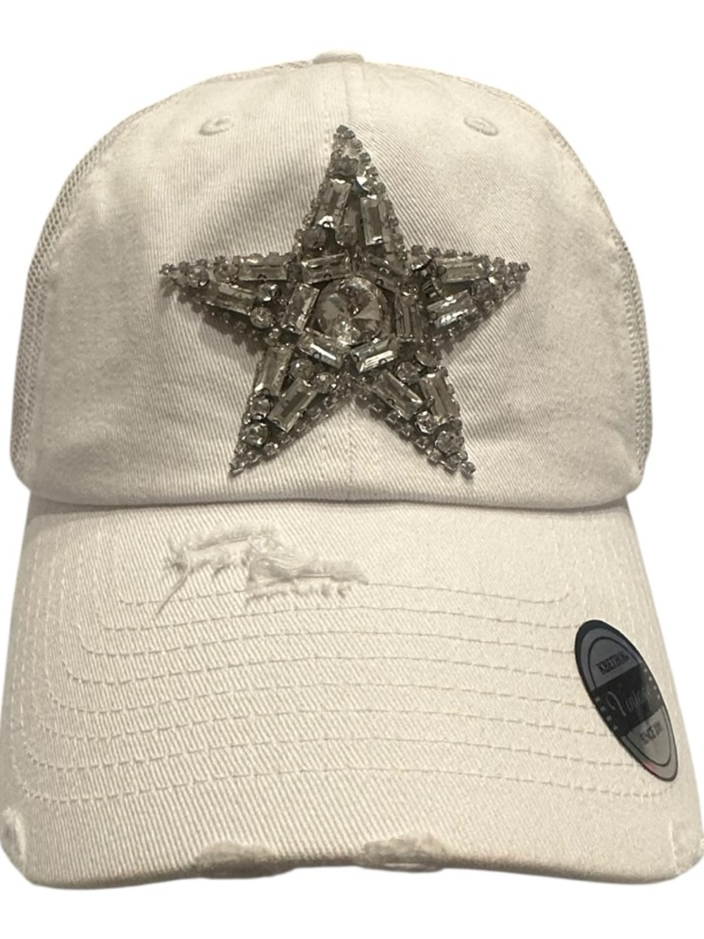 Alabama Girl White Baseball Cap with Crystal Star Accent